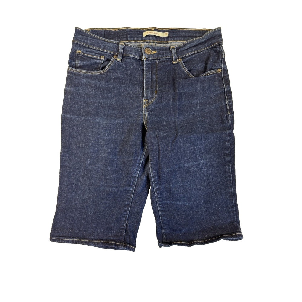 Levi's‎ Women's 27 Dark Wash Bermuda Jean Shorts Jorts Classic Mid Rise Stretch